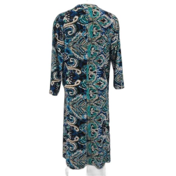 EVAN PICONE Jersey Knit Faux Wrap Dress Womens 12 Blue Geometric Paisley Print1 - Picture 4 of 12